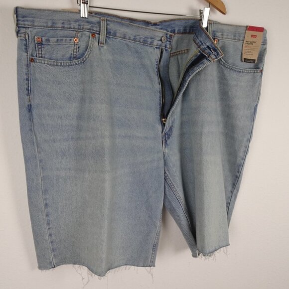 Levi's 469 Loose Shorts Big Men's Size 52 Blue Denim Cotton Raw Hem - Picture 4 of 9
